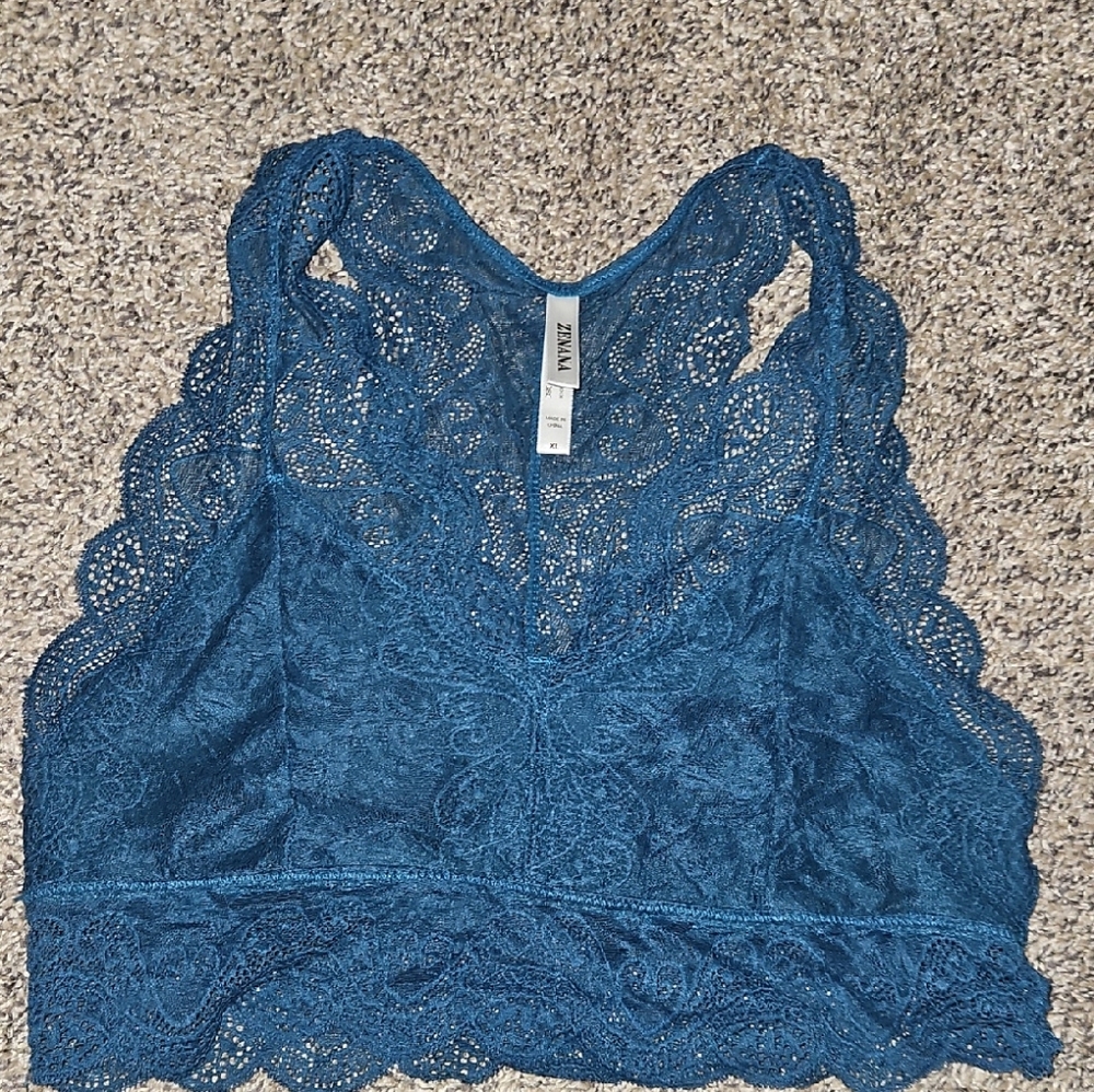Zenana Outfitters Teal Lace Bralette